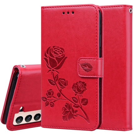 For Samsung Galaxy S21+ 5G Rose Embossed Horizontal Flip PU Leather Case with Holder & Card Slots & Wallet(Red)-garmade.com