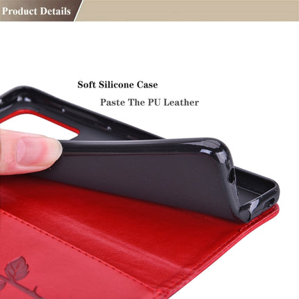 For Samsung Galaxy S21+ 5G Rose Embossed Horizontal Flip PU Leather Case with Holder & Card Slots & Wallet(Red)-garmade.com