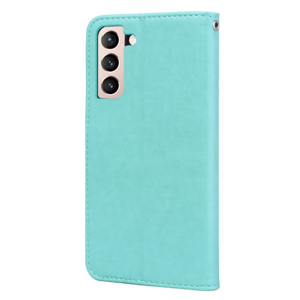 For Samsung Galaxy S21+ 5G Rose Embossed Horizontal Flip PU Leather Case with Holder & Card Slots & Wallet(Green)-garmade.com