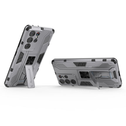 For Samsung Galaxy S21 Ultra 5G Supersonic PC + TPU Shock-proof Protective Case with Holder(Grey)-garmade.com