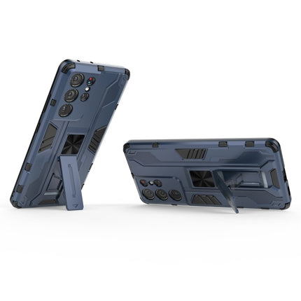 For Samsung Galaxy S21 Ultra 5G Supersonic PC + TPU Shock-proof Protective Case with Holder(Dark Blue)-garmade.com