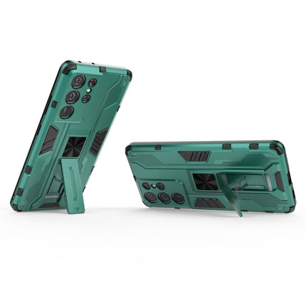 For Samsung Galaxy S21 Ultra 5G Supersonic PC + TPU Shock-proof Protective Case with Holder(Green)-garmade.com