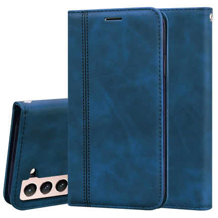 For Samsung Galaxy S21+ 5G Frosted Business Magnetic Horizontal Flip PU Leather Case with Holder & Card Slot & Lanyard(Blue)-garmade.com