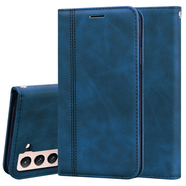 For Samsung Galaxy S21+ 5G Frosted Business Magnetic Horizontal Flip PU Leather Case with Holder & Card Slot & Lanyard(Blue)-garmade.com