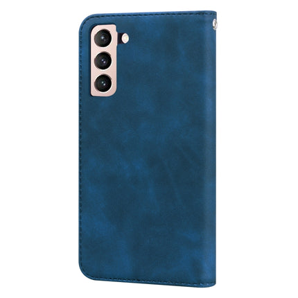 For Samsung Galaxy S21+ 5G Frosted Business Magnetic Horizontal Flip PU Leather Case with Holder & Card Slot & Lanyard(Blue)-garmade.com