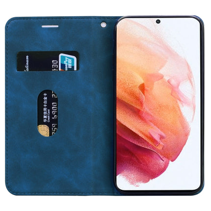 For Samsung Galaxy S21+ 5G Frosted Business Magnetic Horizontal Flip PU Leather Case with Holder & Card Slot & Lanyard(Blue)-garmade.com