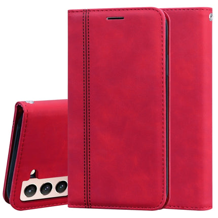 For Samsung Galaxy S21+ 5G Frosted Business Magnetic Horizontal Flip PU Leather Case with Holder & Card Slot & Lanyard(Red)-garmade.com