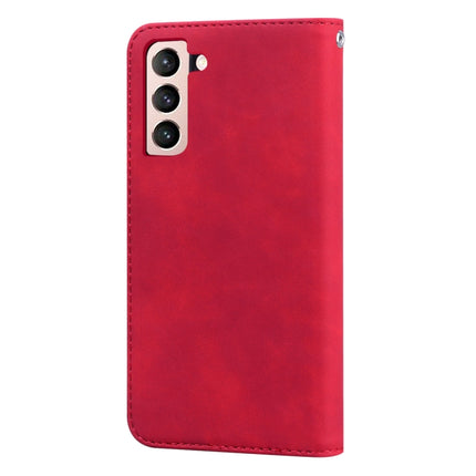 For Samsung Galaxy S21+ 5G Frosted Business Magnetic Horizontal Flip PU Leather Case with Holder & Card Slot & Lanyard(Red)-garmade.com