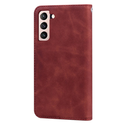 For Samsung Galaxy S21+ 5G Frosted Business Magnetic Horizontal Flip PU Leather Case with Holder & Card Slot & Lanyard(Brown)-garmade.com