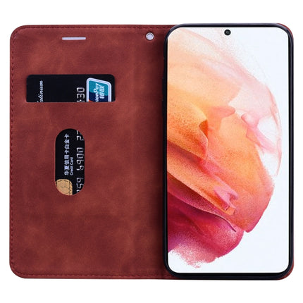 For Samsung Galaxy S21+ 5G Frosted Business Magnetic Horizontal Flip PU Leather Case with Holder & Card Slot & Lanyard(Brown)-garmade.com