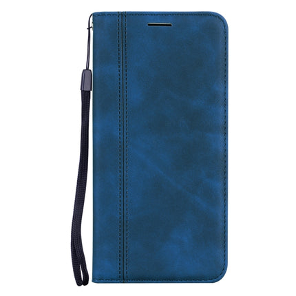 For Samsung Galaxy S21 Ultra 5G Frosted Business Magnetic Horizontal Flip PU Leather Case with Holder & Card Slot & Lanyard(Blue)-garmade.com