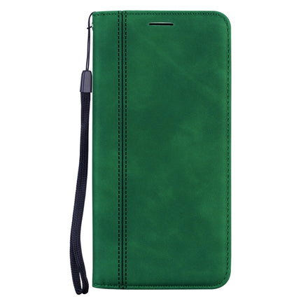 For Samsung Galaxy S21 Ultra 5G Frosted Business Magnetic Horizontal Flip PU Leather Case with Holder & Card Slot & Lanyard(Green)-garmade.com