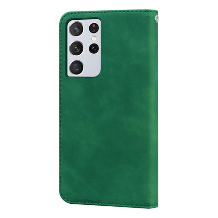 For Samsung Galaxy S21 Ultra 5G Frosted Business Magnetic Horizontal Flip PU Leather Case with Holder & Card Slot & Lanyard(Green)-garmade.com