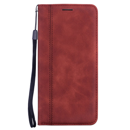 For Samsung Galaxy S21 Ultra 5G Frosted Business Magnetic Horizontal Flip PU Leather Case with Holder & Card Slot & Lanyard(Brown)-garmade.com