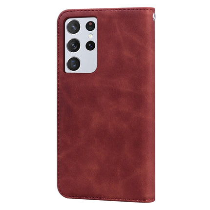 For Samsung Galaxy S21 Ultra 5G Frosted Business Magnetic Horizontal Flip PU Leather Case with Holder & Card Slot & Lanyard(Brown)-garmade.com