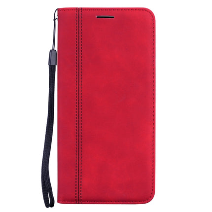 For Samsung Galaxy S21 5G Frosted Business Magnetic Horizontal Flip PU Leather Case with Holder & Card Slot & Lanyard(Red)-garmade.com