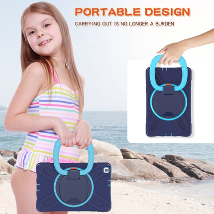 For Samsung Galaxy Tab A 8.0 (2019) T290 / T295 Silicone + PC Protective Case with Holder & Shoulder Strap(Navy Blue + Blue)-garmade.com