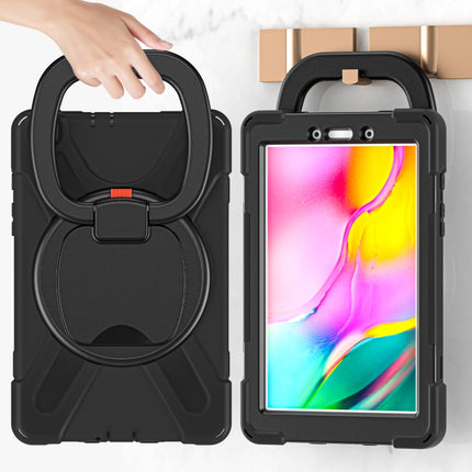 For Samsung Galaxy Tab A 8.0 (2019) T290 / T295 Silicone + PC Protective Case with Holder & Shoulder Strap(Black+Black)-garmade.com