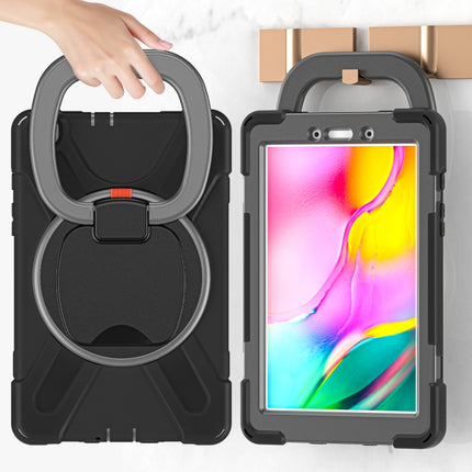 For Samsung Galaxy Tab A 8.0 (2019) T290 / T295 Silicone + PC Protective Case with Holder & Shoulder Strap(Black+Grey)-garmade.com