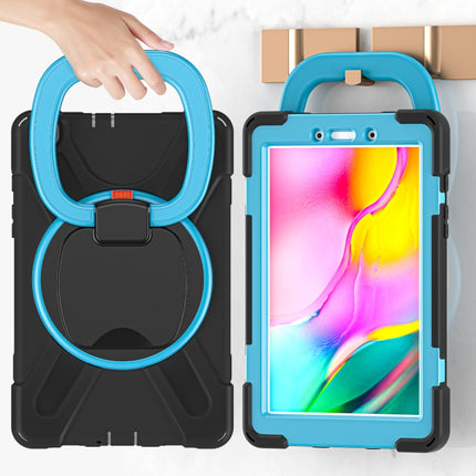 For Samsung Galaxy Tab A 8.0 (2019) T290 / T295 Silicone + PC Protective Case with Holder & Shoulder Strap(Black+Blue)-garmade.com