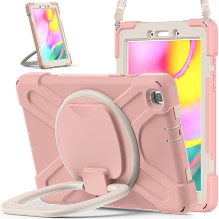 For Samsung Galaxy Tab A 8.0 (2019) T290 / T295 Silicone + PC Protective Case with Holder & Shoulder Strap(Rose Gold)-garmade.com