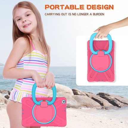 For Samsung Galaxy Tab A 8.0 (2019) T290 / T295 Silicone + PC Protective Case with Holder & Shoulder Strap(Rose red+Blue)-garmade.com