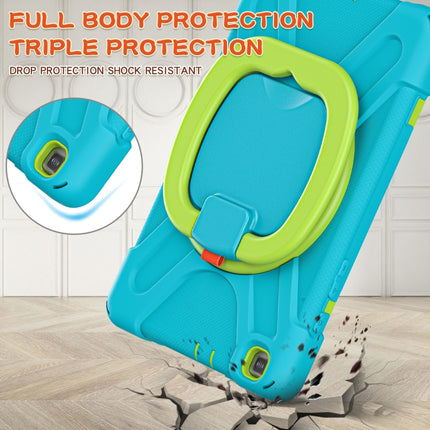 For Samsung Galaxy Tab A 8.0 (2019) T290 / T295 Silicone + PC Protective Case with Holder & Shoulder Strap(Light blue+Yellow Green)-garmade.com