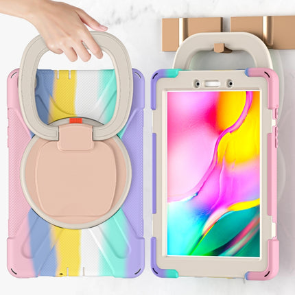 For Samsung Galaxy Tab A 8.0 (2019) T290 / T295 Silicone + PC Protective Case with Holder & Shoulder Strap(Colorful Pink)-garmade.com