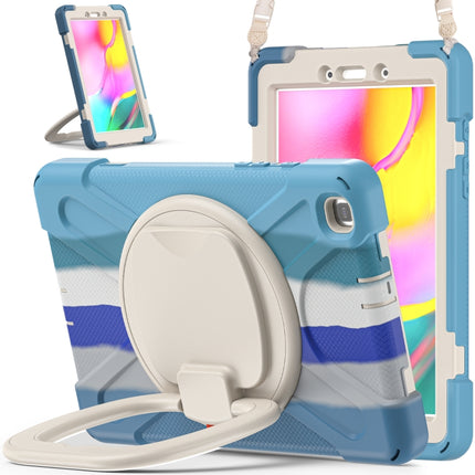 For Samsung Galaxy Tab A 8.0 (2019) T290 / T295 Silicone + PC Protective Case with Holder & Shoulder Strap(Colorful Blue)-garmade.com