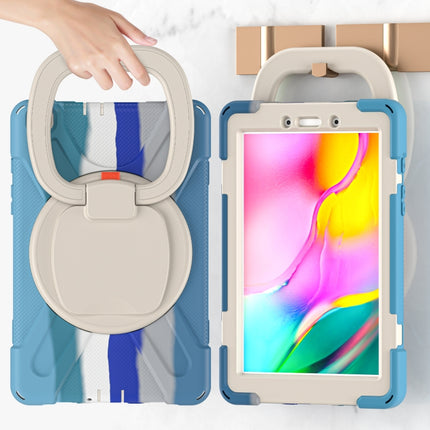 For Samsung Galaxy Tab A 8.0 (2019) T290 / T295 Silicone + PC Protective Case with Holder & Shoulder Strap(Colorful Blue)-garmade.com