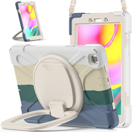 For Samsung Galaxy Tab A 8.0 (2019) T290 / T295 Silicone + PC Protective Case with Holder & Shoulder Strap(Colorful Green)-garmade.com