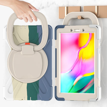 For Samsung Galaxy Tab A 8.0 (2019) T290 / T295 Silicone + PC Protective Case with Holder & Shoulder Strap(Colorful Green)-garmade.com