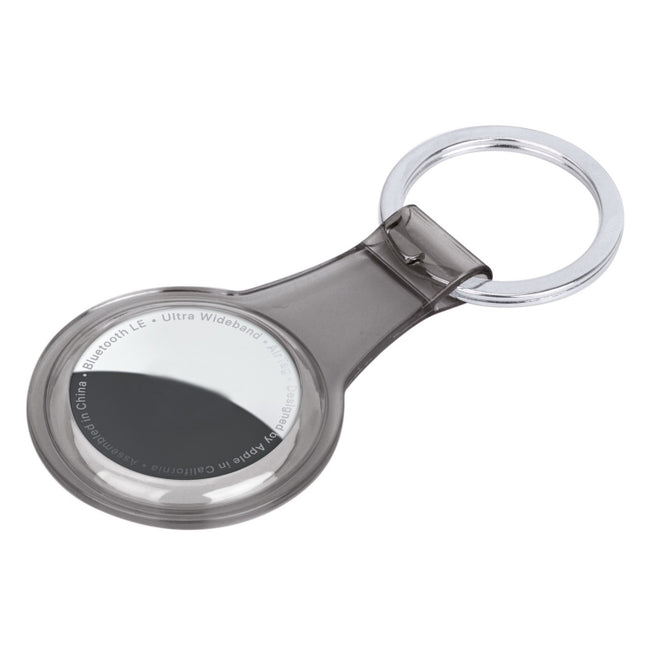 Anti-scratch Clear TPU Shockproof Protective Cover Soft Case with Keychain Ring Loop For AirTag(Transparent Grey)-garmade.com