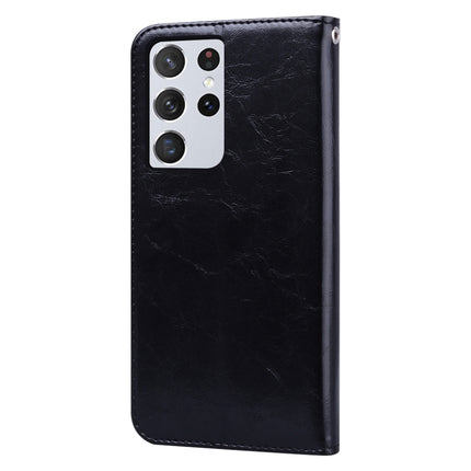 For Samsung Galaxy S21 Ultra 5G Business Style Oil Wax Texture Horizontal Flip Leather Case with Holder & Card Slots & Wallet(Black)-garmade.com