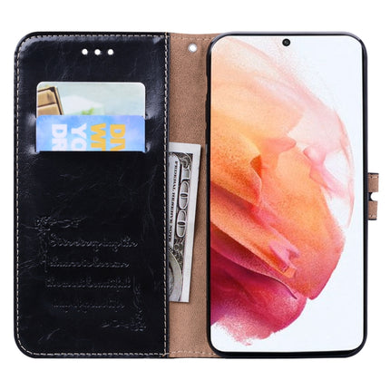 For Samsung Galaxy S21 Ultra 5G Business Style Oil Wax Texture Horizontal Flip Leather Case with Holder & Card Slots & Wallet(Black)-garmade.com