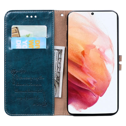 For Samsung Galaxy S21 Ultra 5G Business Style Oil Wax Texture Horizontal Flip Leather Case with Holder & Card Slots & Wallet(Blue)-garmade.com