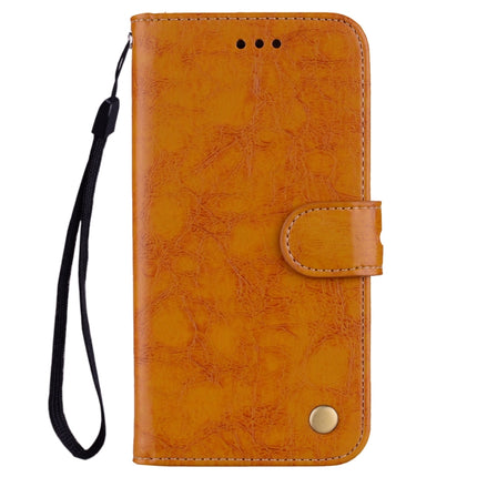 For Samsung Galaxy S21 Ultra 5G Business Style Oil Wax Texture Horizontal Flip Leather Case with Holder & Card Slots & Wallet(Yellow)-garmade.com