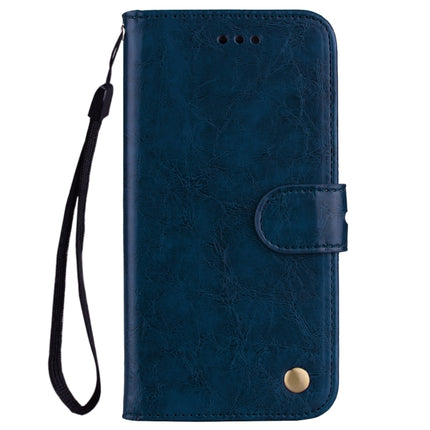 For Samsung Galaxy S21 5G Business Style Oil Wax Texture Horizontal Flip Leather Case with Holder & Card Slots & Wallet(Blue)-garmade.com