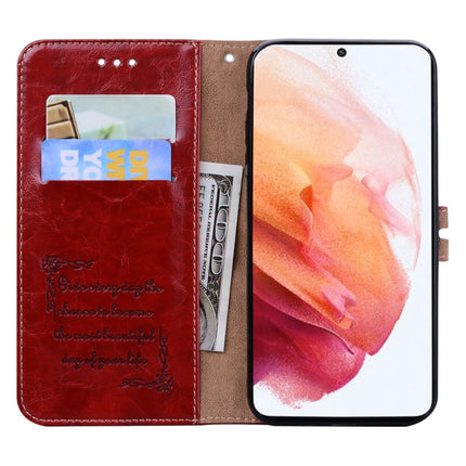 For Samsung Galaxy S21 5G Business Style Oil Wax Texture Horizontal Flip Leather Case with Holder & Card Slots & Wallet(Red)-garmade.com