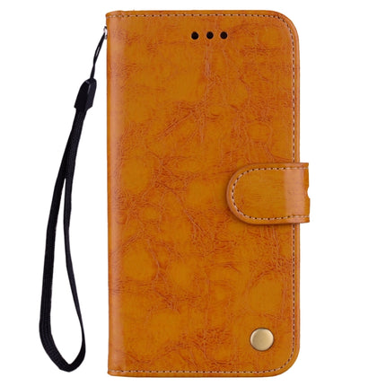 For Samsung Galaxy S21 5G Business Style Oil Wax Texture Horizontal Flip Leather Case with Holder & Card Slots & Wallet(Yellow)-garmade.com