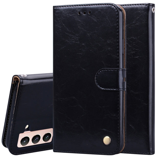 For Samsung Galaxy S21+ 5G Business Style Oil Wax Texture Horizontal Flip Leather Case with Holder & Card Slots & Wallet(Black)-garmade.com