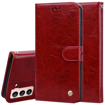 For Samsung Galaxy S21+ 5G Business Style Oil Wax Texture Horizontal Flip Leather Case with Holder & Card Slots & Wallet(Red)-garmade.com