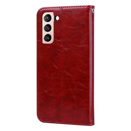 For Samsung Galaxy S21+ 5G Business Style Oil Wax Texture Horizontal Flip Leather Case with Holder & Card Slots & Wallet(Red)-garmade.com