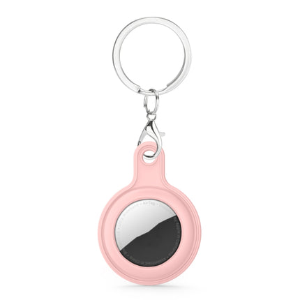 Gel Leather Case Cover with Switchable Keychain Ring for AirTag(Pink)-garmade.com