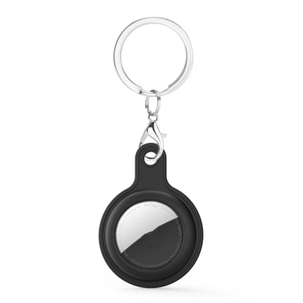 Gel Leather Case Cover with Switchable Keychain Ring for AirTag(Black)-garmade.com