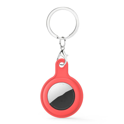 Gel Leather Case Cover with Switchable Keychain Ring for AirTag(Red)-garmade.com