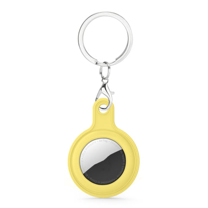 Gel Leather Case Cover with Switchable Keychain Ring for AirTag(Yellow)-garmade.com