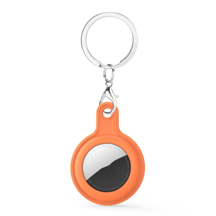 Gel Leather Case Cover with Switchable Keychain Ring for AirTag(Orange)-garmade.com