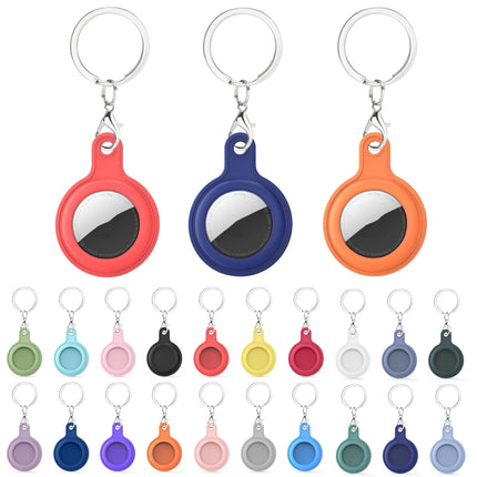 Gel Leather Case Cover with Switchable Keychain Ring for AirTag(Orange)-garmade.com