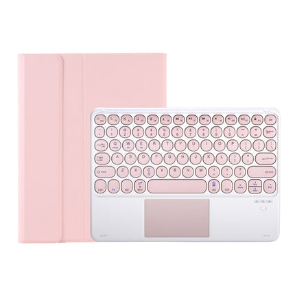 YT098B-A Detachable Candy Color Skin Feel Texture Round Keycap Bluetooth Keyboard Leather Case with Touch Control For iPad Air 4 10.9 2020 / Air 5 10.9 2022 (Pink)-garmade.com